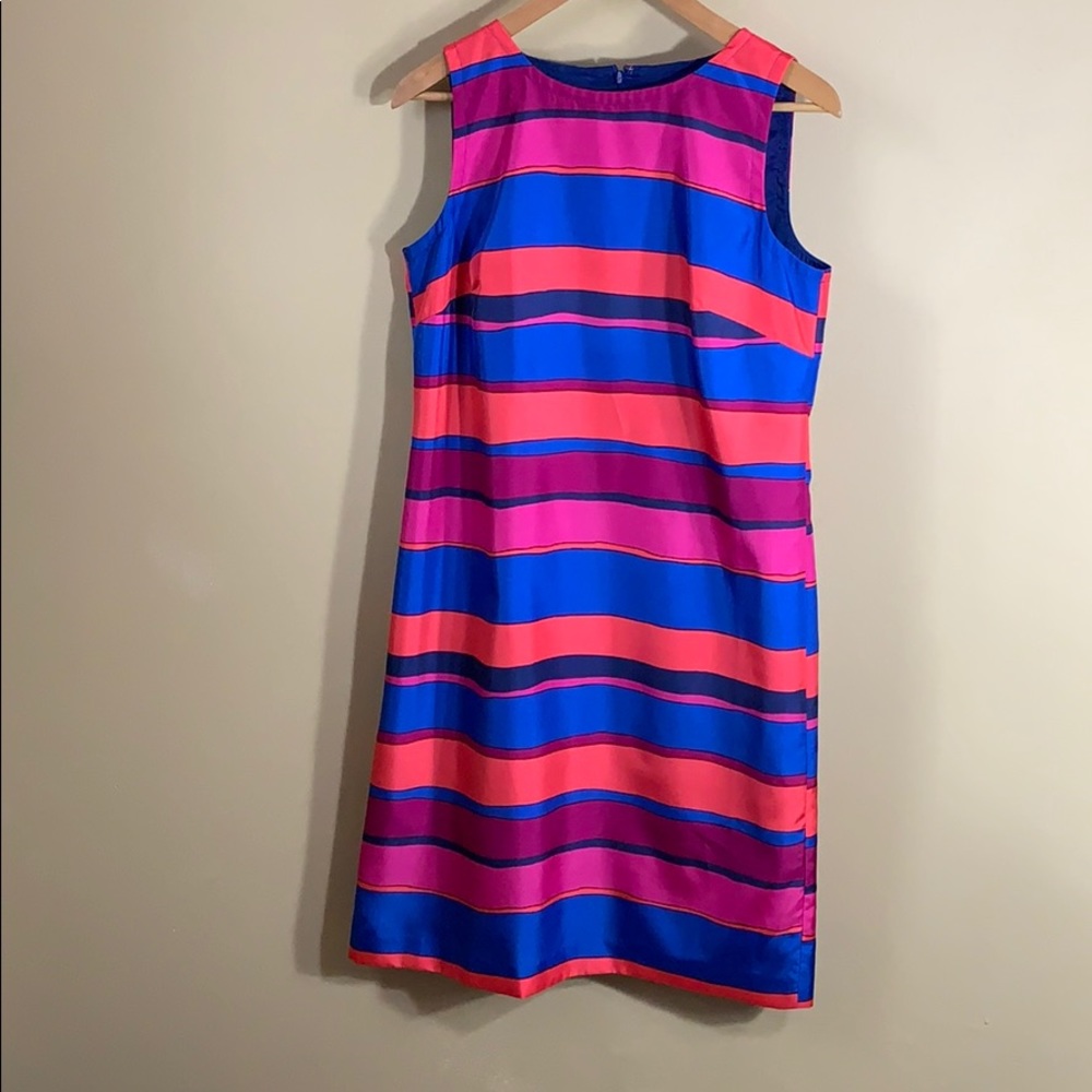 Talbots stripe sleeveless pencil dress